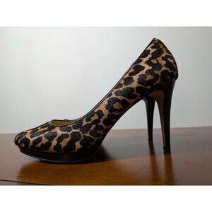 COACH Leopard Print CALF HAIR Platform Pumps Heels 7.5 B Brown Animal Print LUXE